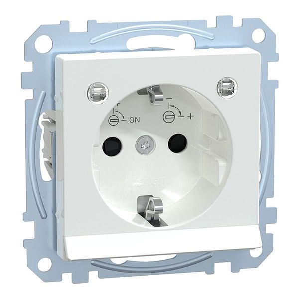 SCHUKO socket with light outlet, LED lighting module, touch protection, plug-in terminals, active white glossy, System M image 1