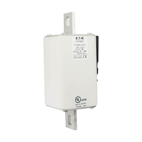 Fuse-link, high speed, 355 A, DC 1500 V, 3L, 75 x 205 mm, gPV, IEC, UL, with indicator, bolted contacts image 4