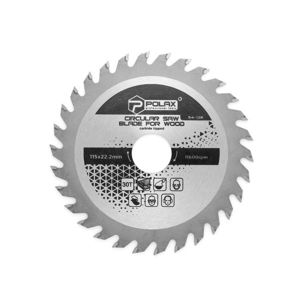 Circular saw blade for wood, carbide tipped 115x22.2/20, 30Т image 1
