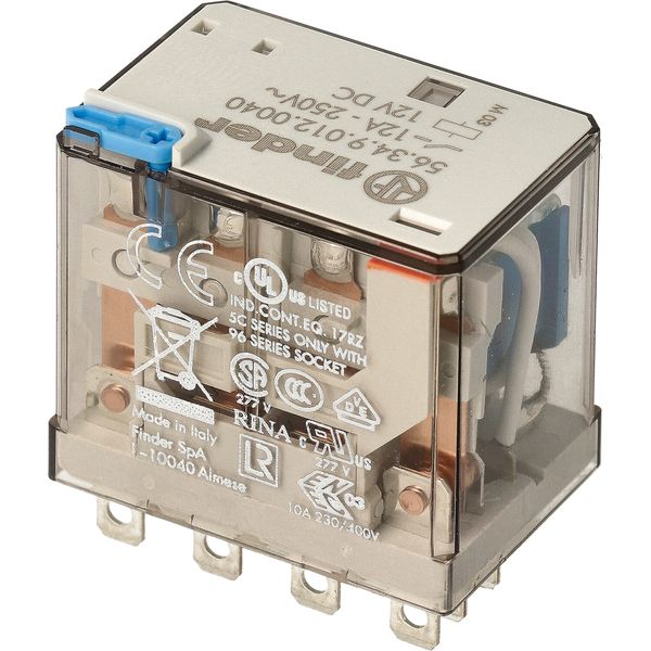Miniature power Rel. 4CO 12A/12VDC/Agni/Test button/Mech.ind. (56.34.9.012.0040) image 3