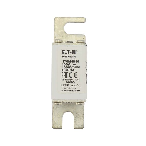 Fuse-link, high speed, 100 A, AC 1000 V, size 00, 30 x 47 x 98 mm, aR, DIN, IEC, single indicator image 16