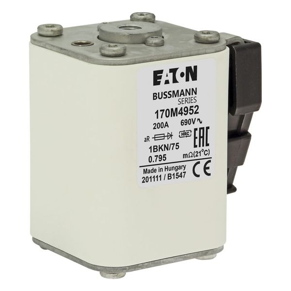 Fuse-link, high speed, 200 A, AC 1000 V, size 1, 52 x 69 x 74 mm, aR, IEC, UL, single indicator image 8