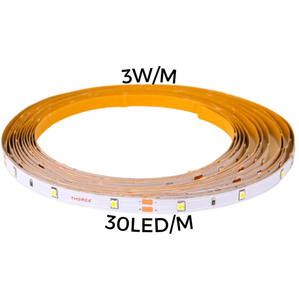 LED strip 3W/m 30led/m 12V IP20 4000K 354Lum/m 60'000h CRI>90 (5m) THORGEON image 1