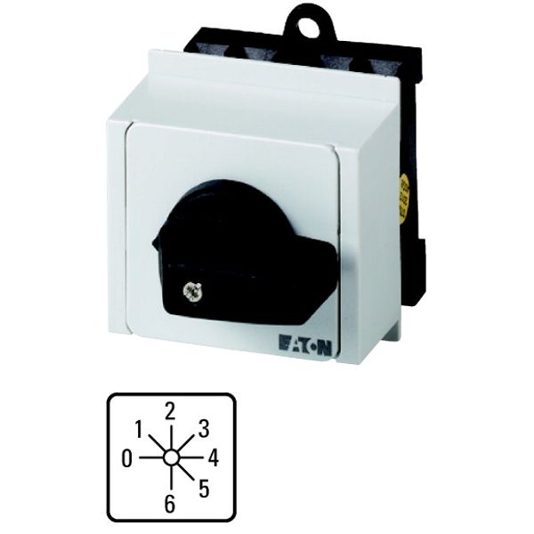 Step switches, T0, 20 A, service distribution board mounting, 3 contact unit(s), Contacts: 6, 45 °, maintained, With 0 (Off) position, 0-6, Design num image 1