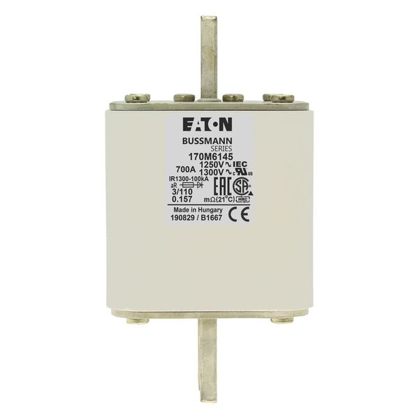 Fuse-link, high speed, 700 A, AC 1250 V, size 3, 76 x 90 x 139 mm, aR, DIN, IEC, single indicator image 17