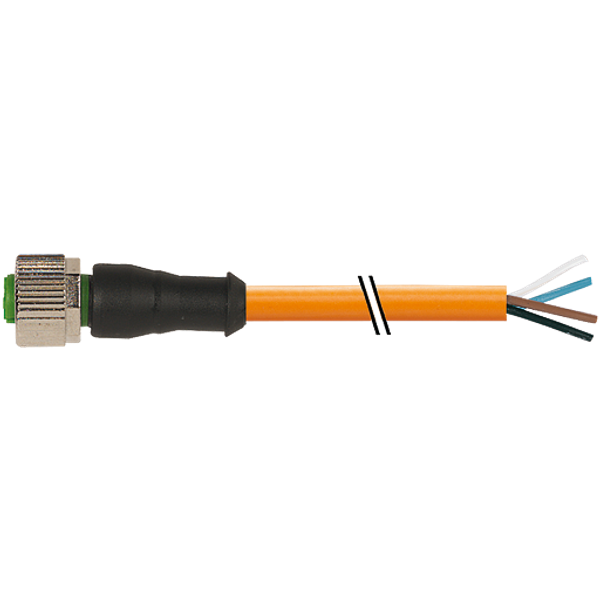 M12 female 0° A-cod. with cable PUR 4x0.34 or  30.0m image 1