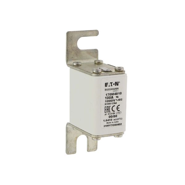 Fuse-link, high speed, 100 A, AC 1000 V, size 00, 30 x 47 x 98 mm, aR, DIN, IEC, single indicator image 10