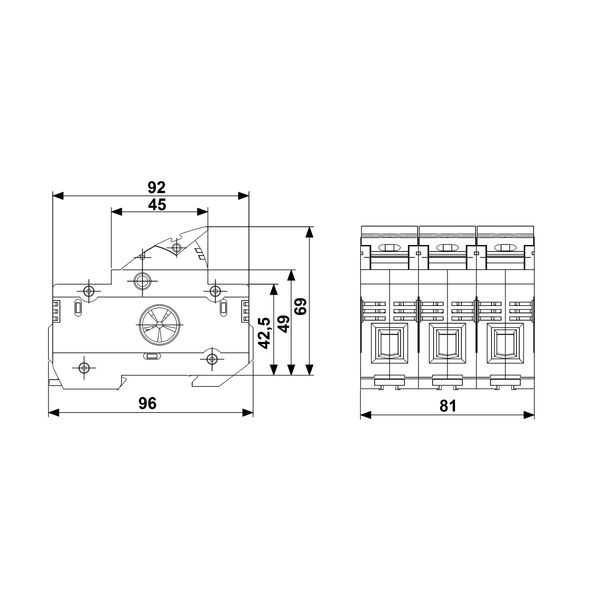 Holder for cylindrical fuse links 50A, 3-polig, 690V image 2