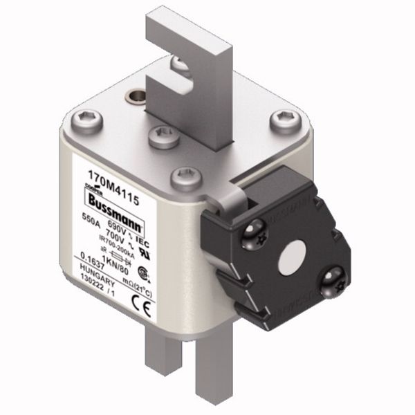 Fuse-link, high speed, 550 A, AC 690 V, DIN 1, 53 x 69 x 108 mm, aR, DIN, IEC, single indicator image 2