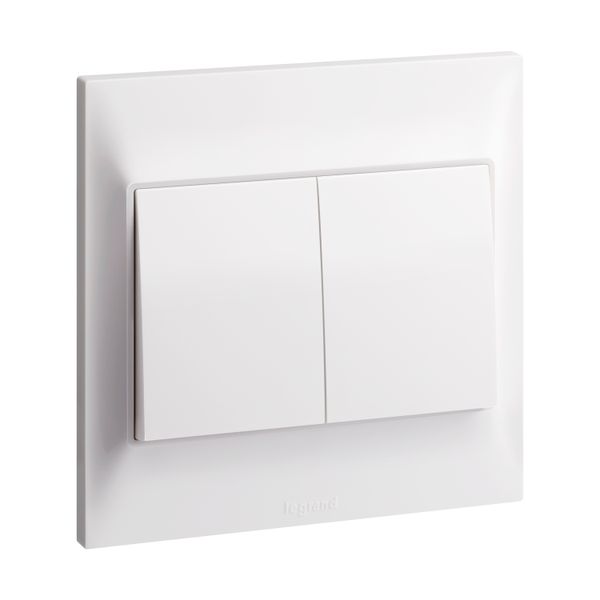 Switch 2 Gang 2 Way 16A 7X7 White , Legrand-Belanko S image 1