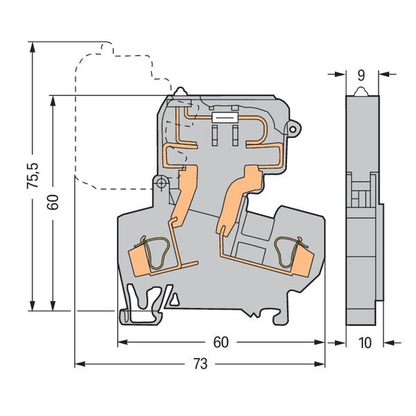 2-conductor fuse terminal block with pivoting fuse holder for miniatur image 6