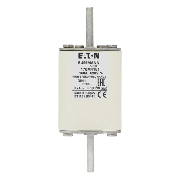 Fuse-link, high speed, 160 A, AC 690 V, DIN 1, 52 x 66 x 135 mm, gR, DIN, IEC, single indicator image 8