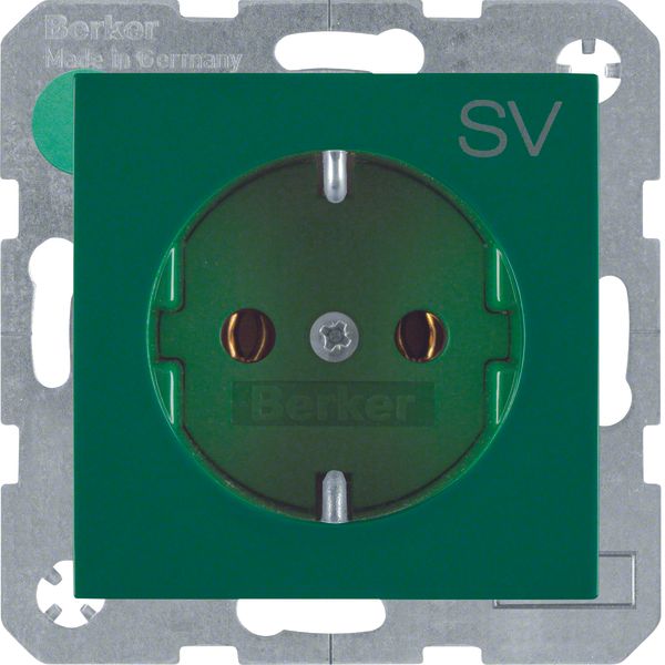 SCHUKO soc. out. "SV" imprint, S.1/B.3/B.7, green glossy image 1