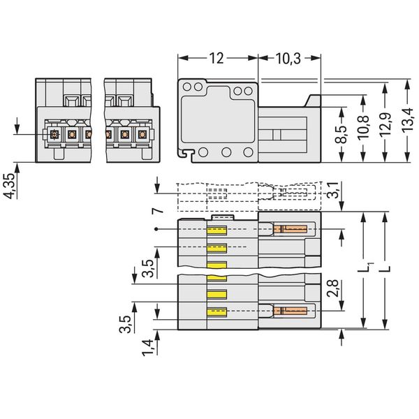 1-conductor male connector CAGE CLAMP® 1.5 mm² light gray image 2