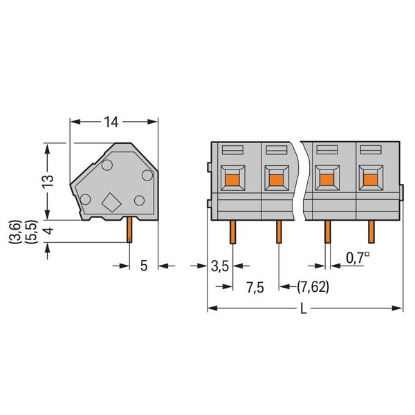 PCB terminal block 2.5 mm² Pin spacing 7.5/7.62 mm gray image 3