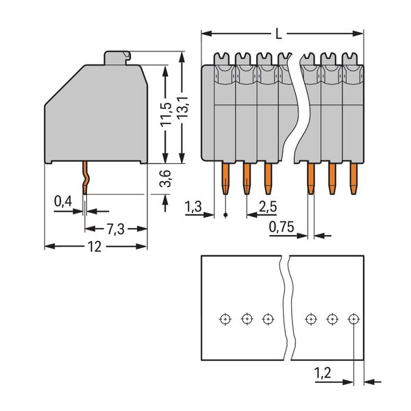 PCB terminal block push-button 0.5 mm² gray image 1