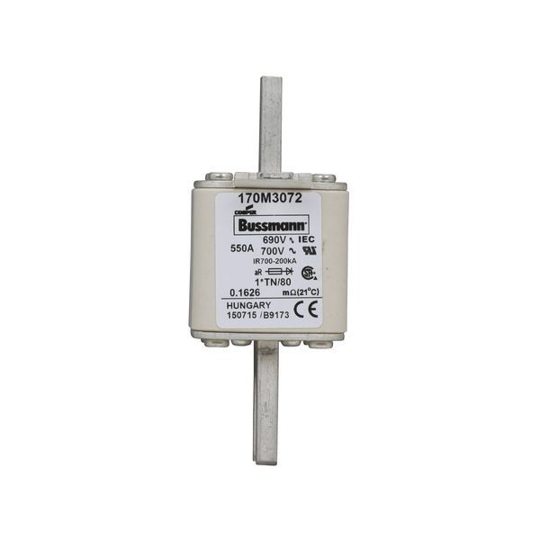 Fuse-link, high speed, 550 A, AC 690 V, compact DIN 1, 45 x 58 x 104 mm, aR, DIN, IEC, single indicator image 5