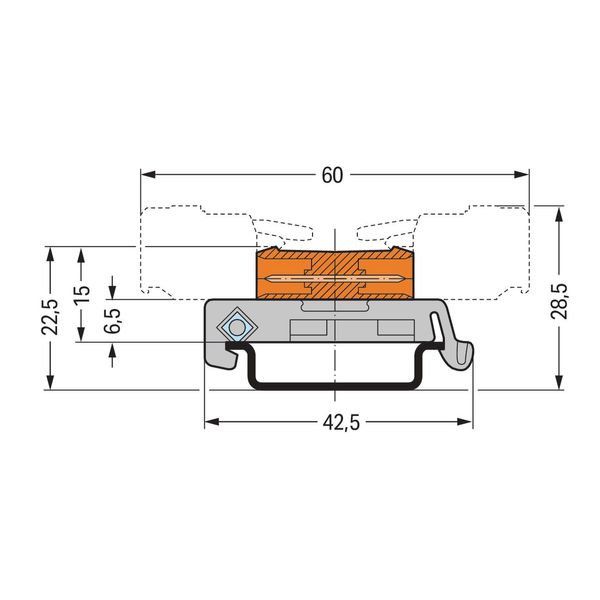 Double pin header DIN-35 rail mounting 2-pole orange image 1