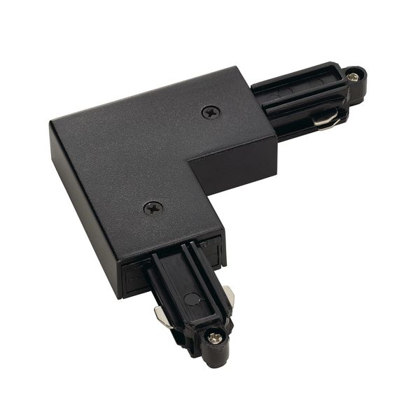 Corner connector for HV-track, black, ground inside image 1