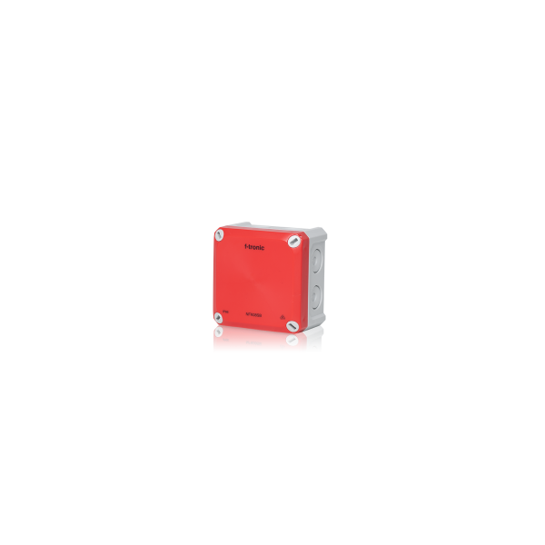 FR junction box 110x110x67mm, knockout openings IP66, PS, grey/red, safety lighting. (NFK11SB) image 1