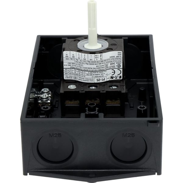 Main switch, P1, 25 A, surface mounting, 3 pole, STOP function, With black rotary handle and locking ring, Lockable in the 0 (Off) position image 43