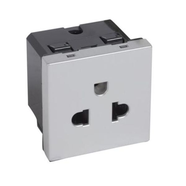 Arteor™ - Euro-US type 2P+E with shutters socket outlet 15 A 127 V/16 A 250 V - 2 modules - Alu image 1