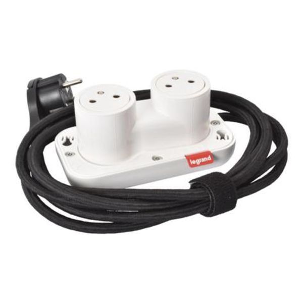 654904 Incara Electr'On double power socket Mobile surface to compose - 2 white finish stations image 1