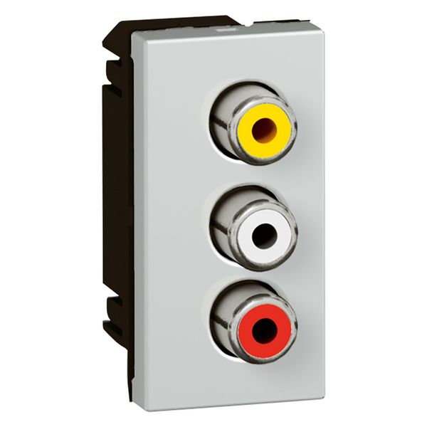 Triple RCA socket Mosaic female 1 module aluminium image 1