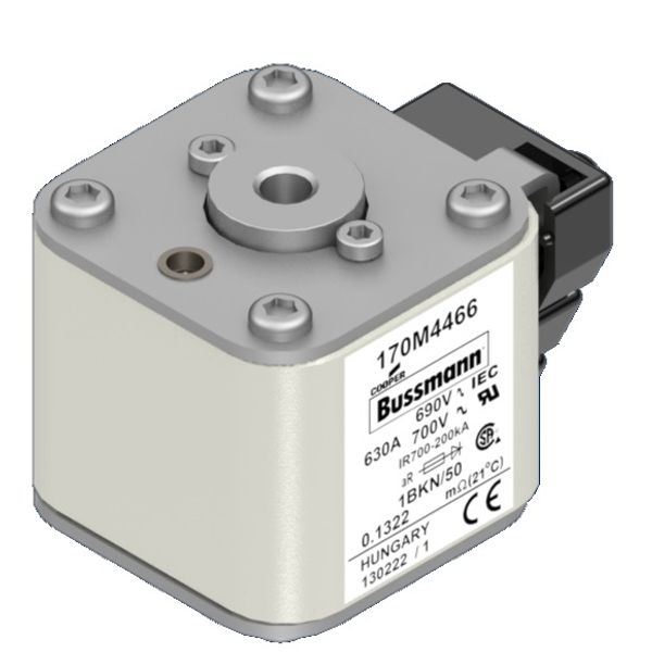 Fuse-link, high speed, 630 A, AC 690 V, size 1, 53 x 69 x 51 mm, aR, IEC, UL, type K indicator, flush end, M8 image 3