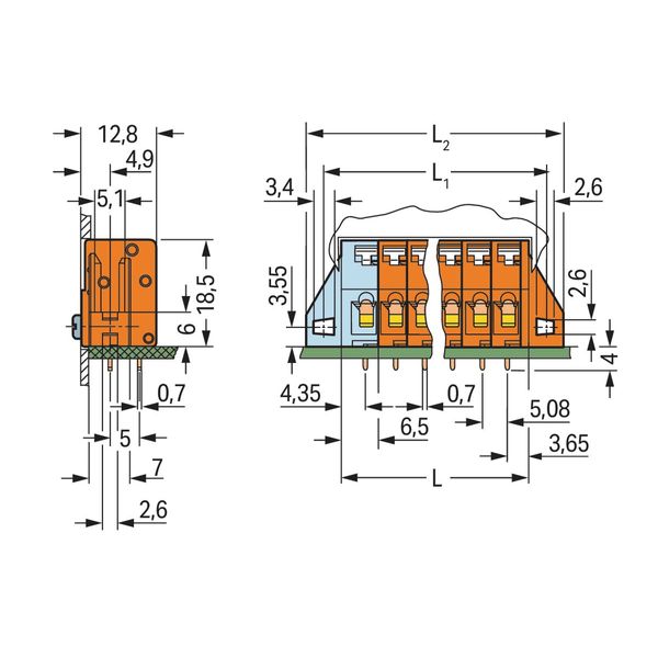 PCB terminal block push-button 2.5 mm² orange image 3