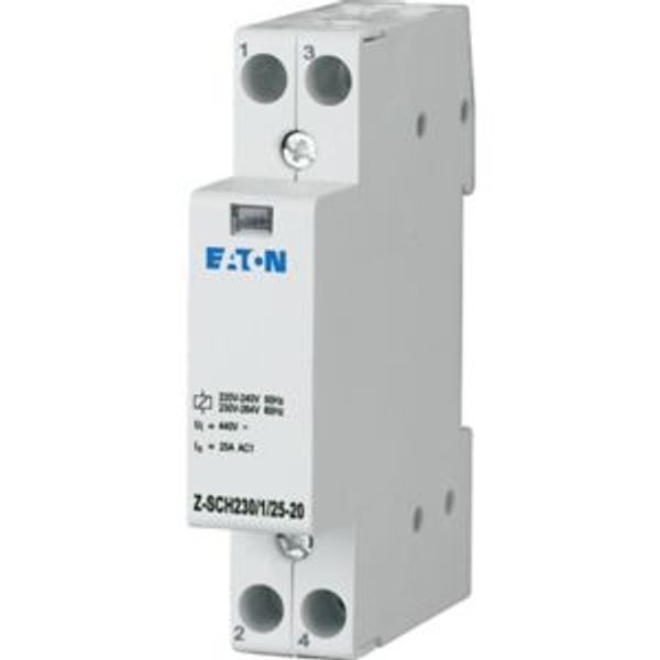 Installation contactor, 230VAC, 2N/O, 25A image 1