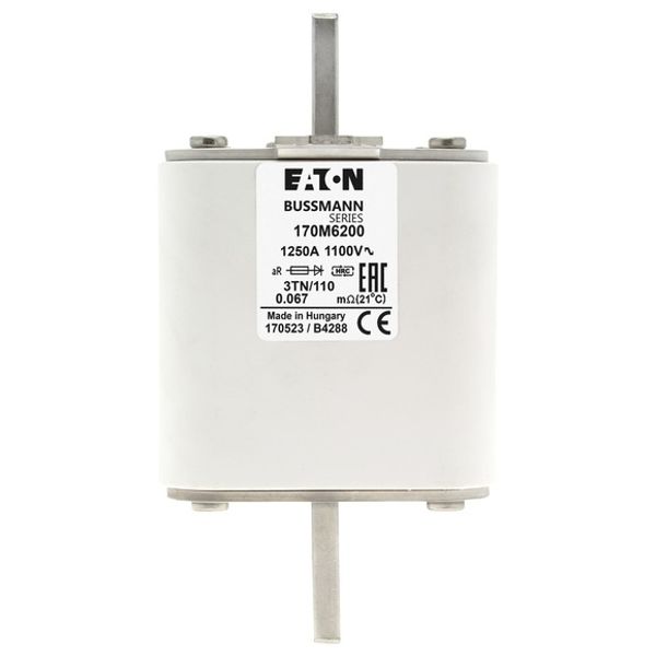 Fuse-link, high speed, 1250 A, AC 1100 V, size 3, 76 x 90 x 139 mm, aR, DIN, IEC, type T indicator image 2