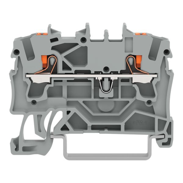 2-conductor through terminal block with push-button 2.5 mm² gray image 2