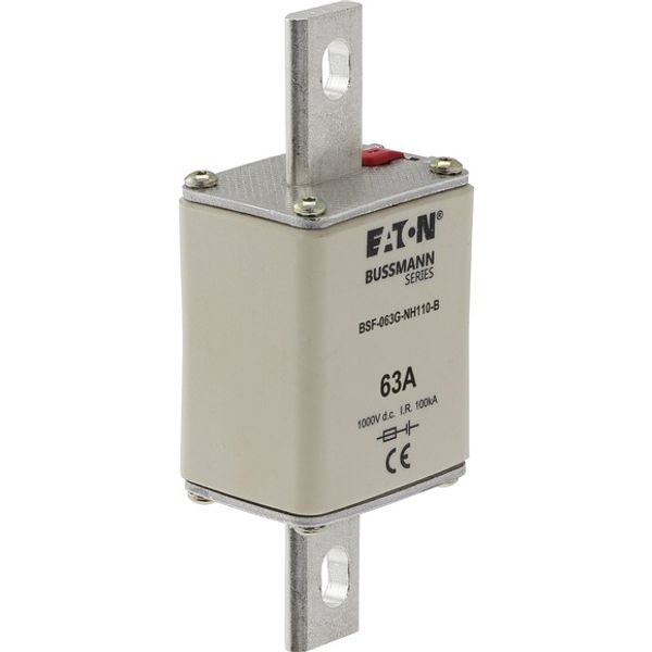 Fuse-link, high speed, 63 A, DC 1000 V, NH1, 40 x 53 x 135 mm, gBat, IEC, bolted connection image 2