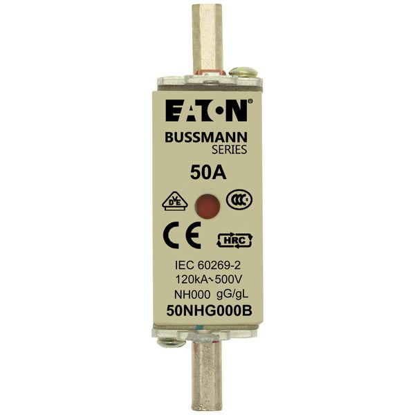 Fuse-link, LV, 50 A, AC 500 V, NH000, gL/gG, IEC, dual indicator, live gripping lugs image 8