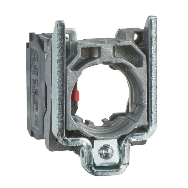 Harmony XB4, Single contact block with body/fixing collar, metal, screw clamp terminal, 1 NO image 1