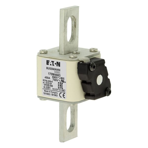 Fuse-link, high speed, 450 A, AC 690 V, size 1, 53 x 69 x 136 mm, aR, IEC, UL, single indicator image 6