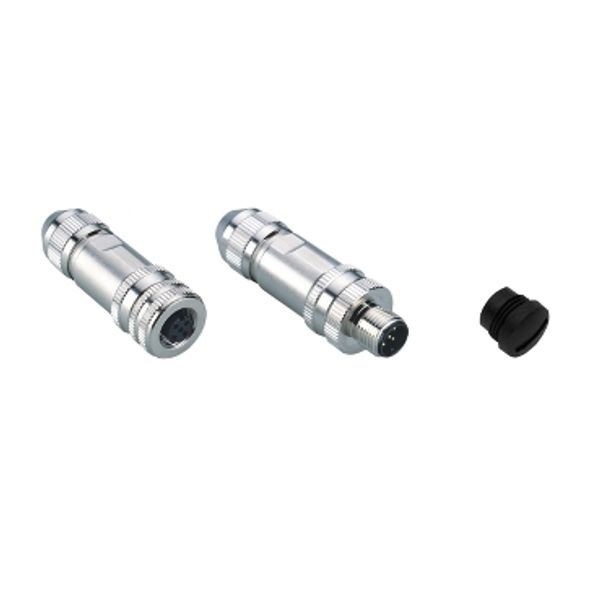 connector kits for CANopen/RS485 - 1 male, 1 female connector M12 + cap M12 image 2