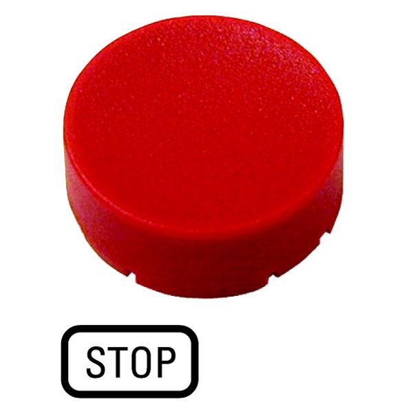 Button plate, raised red, STOP image 1