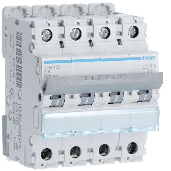 Circuit breaker 4P 50A B 6/10kA 4M image 1