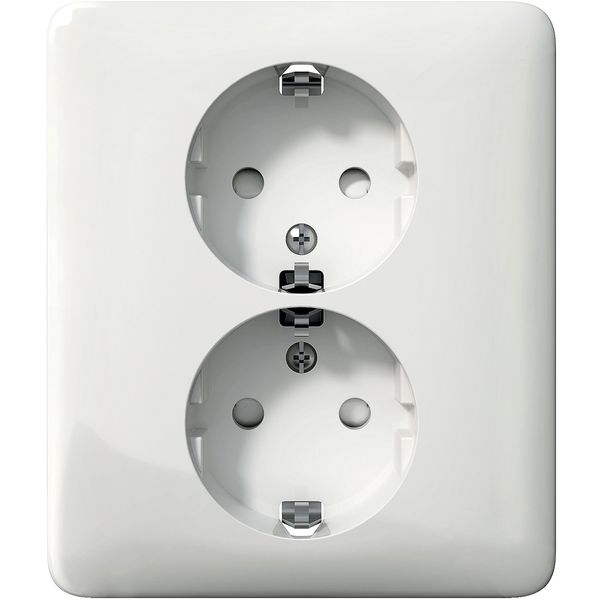 Exxact double socket-outlet branching earthed white image 2
