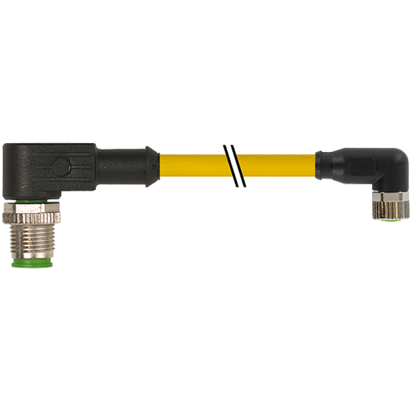 M12 male 90° / M8 female 90° A-cod. PUR 3x0.25 ye UL/CSA+drag ch. 3m image 1