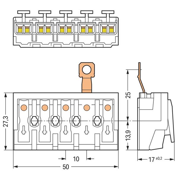 Lighting connector push-button, external with screw-type ground contac image 3