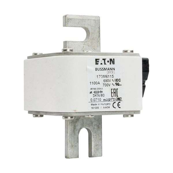 Fuse-link, high speed, 1100 A, AC 690 V, DIN 3, 76 x 92 x 109 mm, aR, DIN, IEC, single indicator image 10