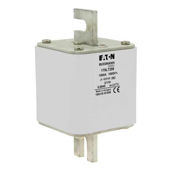 Fuse-link, high speed, 1000 A, AC 1000 V, Size 3, 76 x 90 x 141 mm, aR, DIN, IEC, visual indicator, 110 mm centres image 10