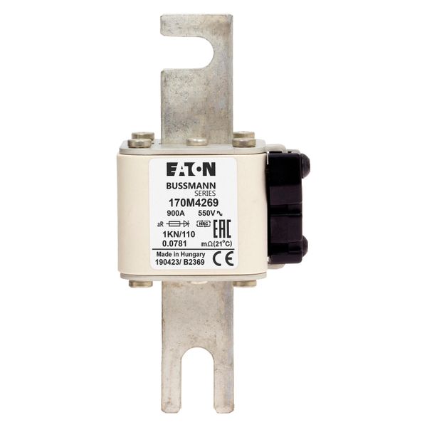 Fuse-link, high speed, 900 A, AC 550 V, DIN 1, 53 x 69 x 108 mm, aR, DIN, IEC, single indicator image 10