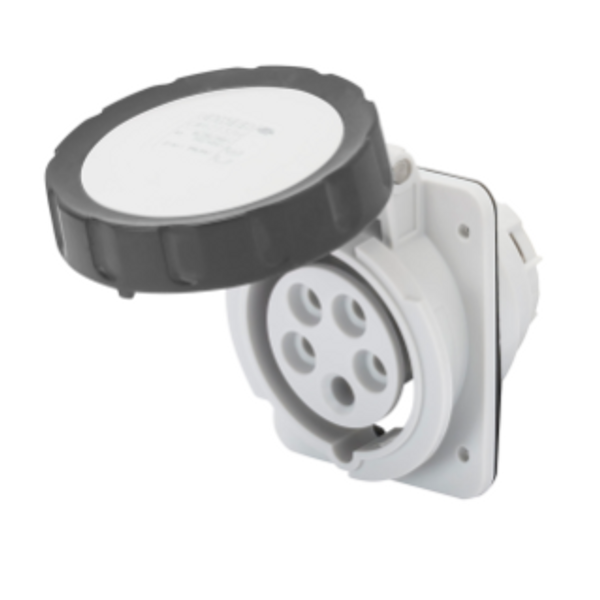 10° ANGLED FLUSH-MOUNTING SOCKET-OUTLET HP - IP66/IP67 - 3P+N+E 32A 600-690V 50/60HZ - BLACK - 5H - SCREW WIRING image 1