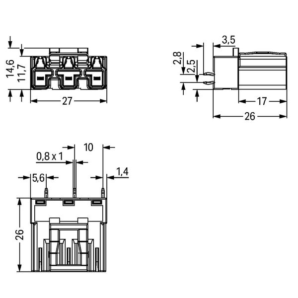 Plug for PCBs straight 3-pole gray image 3