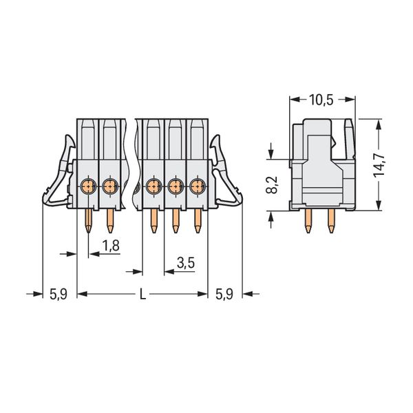 THT female header straight Pin spacing 3.5 mm light gray image 4