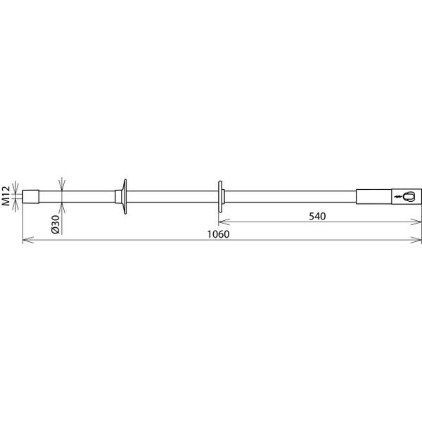 Insulating rod with M12 thread and plug-in coupling D 30mm L 1060mm image 2